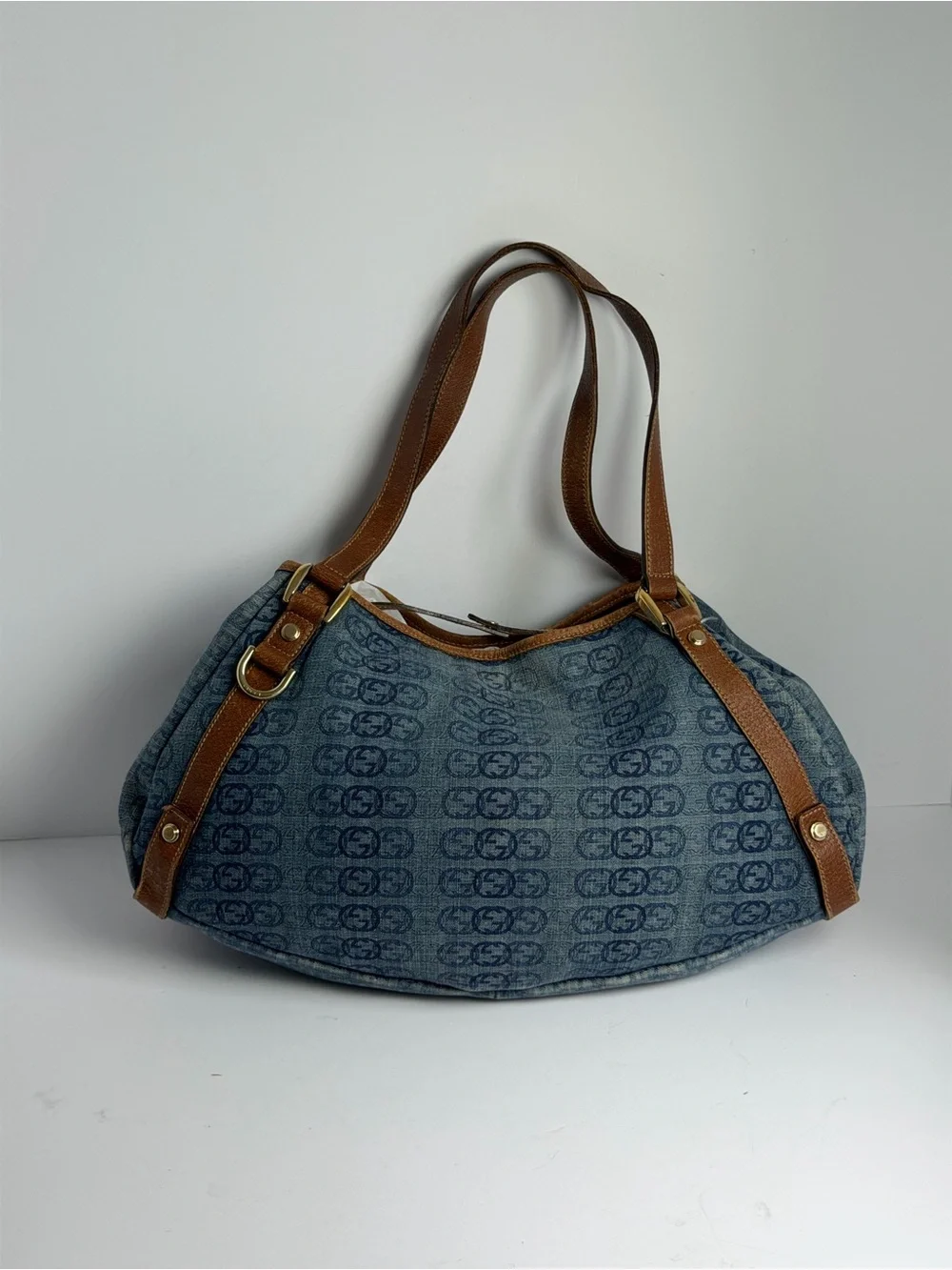 Gucci GG Monogram Denim Abbey Hobo Bag